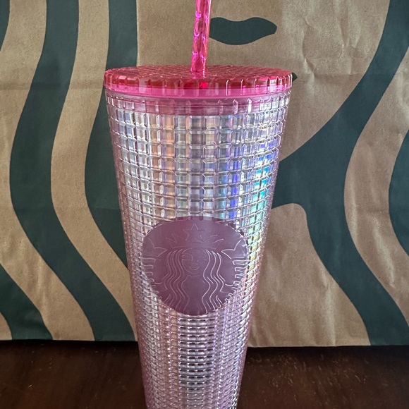 Starbucks Other - Starbucks Tumbler Pink Grid - Venti 24oz - Summer 2023